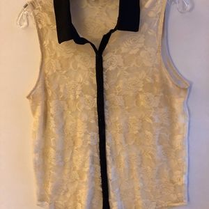 Lace Top with Black Trim